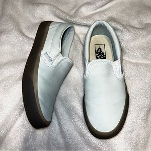 Vans Classic Slip On Translucent Gum Wan Blue Leather shoe, M:5.5, W:7, 23cm